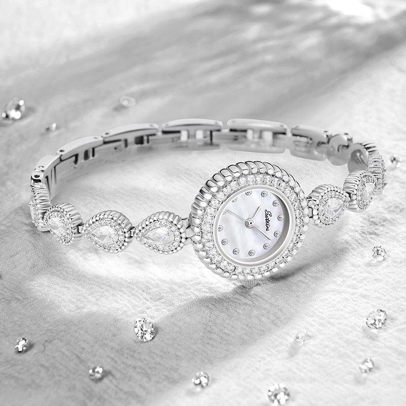 Sotoiru Dewdrop Shaped Jewelry Watches with Mother of Pearl Dial for Women Party T2026
