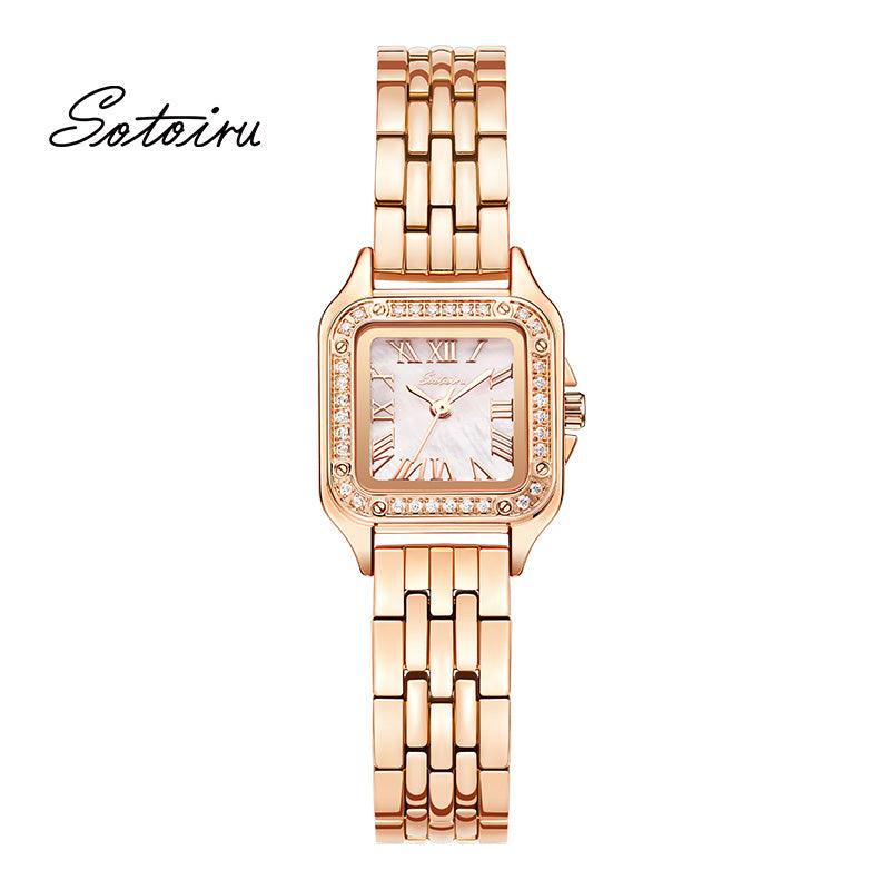 Sotoiru Quartz Watch Fashion Square Ziron Dial Watch for Formal Wear T3020