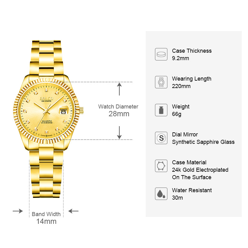 BALCO Women Watch-24K Gold,Diamond, Stylish for Business Occasions