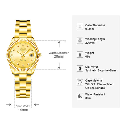 BALCO Women Watch-24K Gold,Diamond, Stylish for Business Occasions