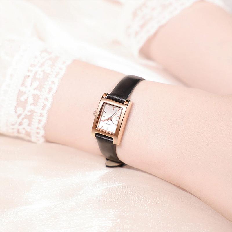 Sotoiru Leather Wristwatch Square Waterproof Quartz Watch for Work T3016P