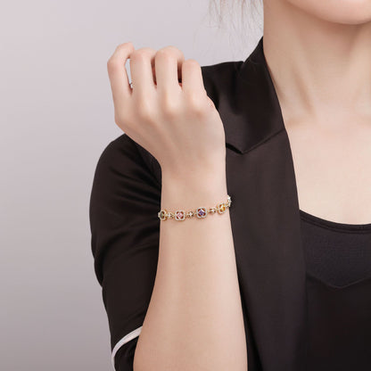 Moonlight & Rainbow Sugar Cube Zircon Bracelet