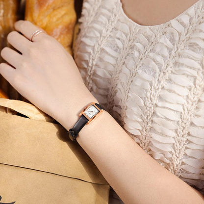 Sotoiru Leather Wristwatch Square Waterproof Quartz Watch for Work T3016P