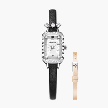 Sotoiru rectangular watch with interchangeable strap in gold