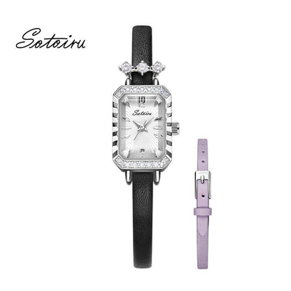 Sotoiru Women's Leather Strap Watch – Elegant Minimalist Dress Timepiece T2013