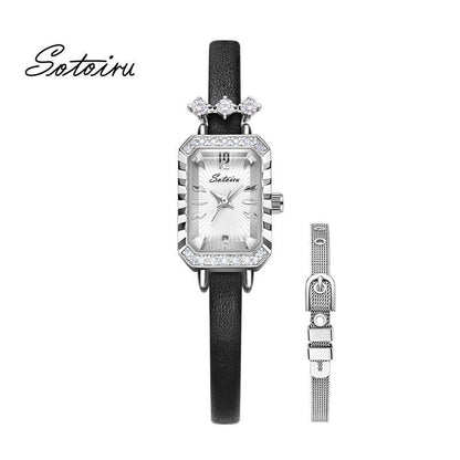 Sotoiru Women's Leather Strap Watch – Elegant Minimalist Dress Timepiece T2013