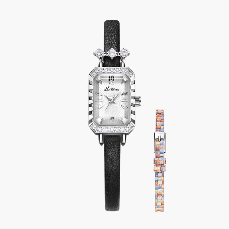 Sotoiru rectangular watch with interchangeable strap in orange