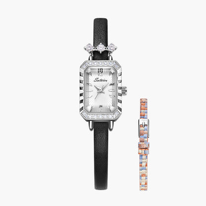 Sotoiru rectangular watch with interchangeable strap in orange