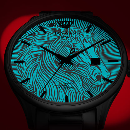 TIAN WANG Men Luminous Watches 18K Gold Logo Chinese Zodiac Mechanical Wristwatches GS51524