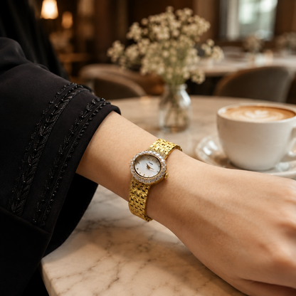 Sotoiru Gold Oval Mother-of-Pearl Watch