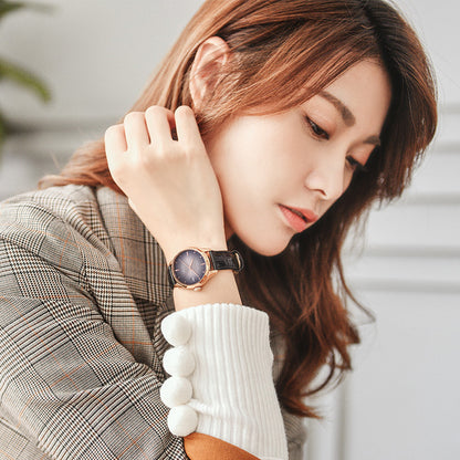 BALCO Women's Mechanical Watches Simple Leather Wristwatches