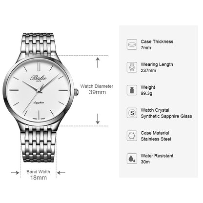 BALCO Male Clock-Quartz,Sapphire Glass,Simple Watch for Daily Wear