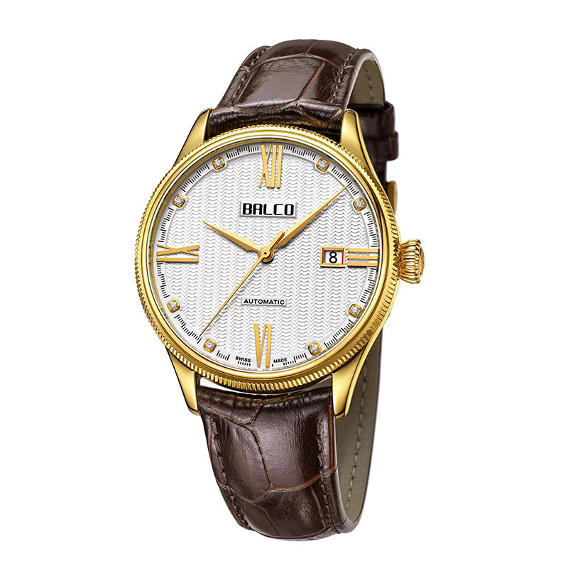 BALCO Men's Automatic Watch- Leather Strap,Business Style for Formal Wear
