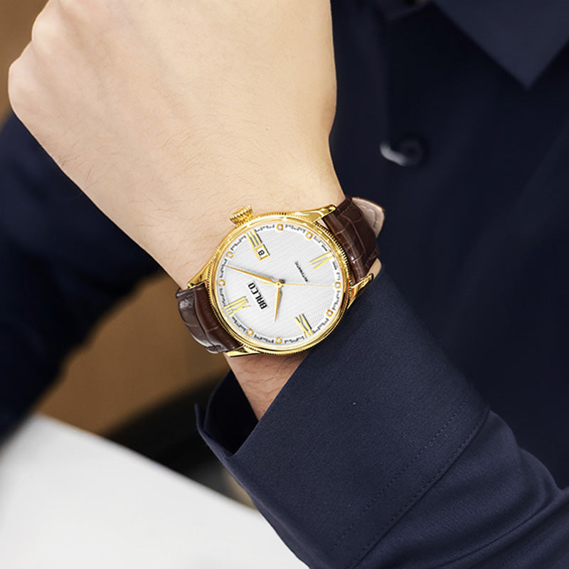 BALCO Men's Automatic Watch- Leather Strap,Business Style for Formal Wear