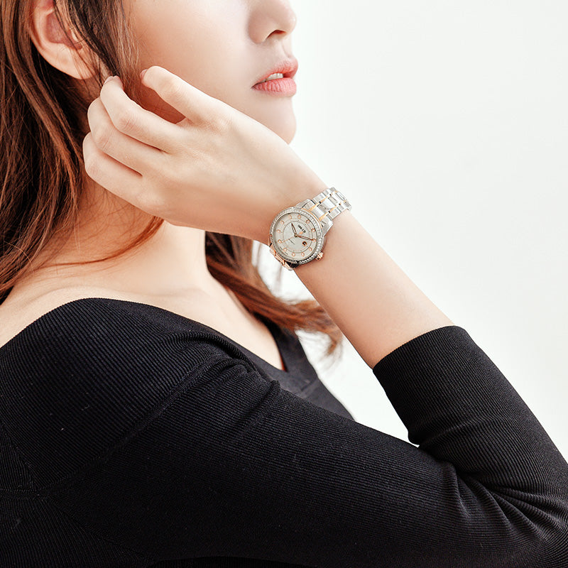 BALCO Women Mechanical Watches-Synthetic Sapphire Glass,Zircon Dial Modern Watch for Work