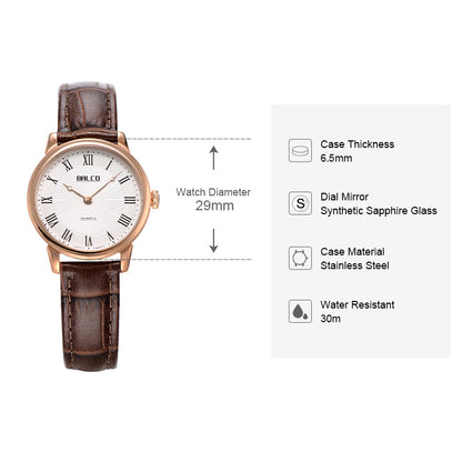 BALCO Women Leather Watch-Brown Strap,Vintage Style for Daily Wear