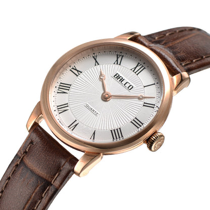 BALCO Women Leather Watch-Brown Strap,Vintage Style for Daily Wear