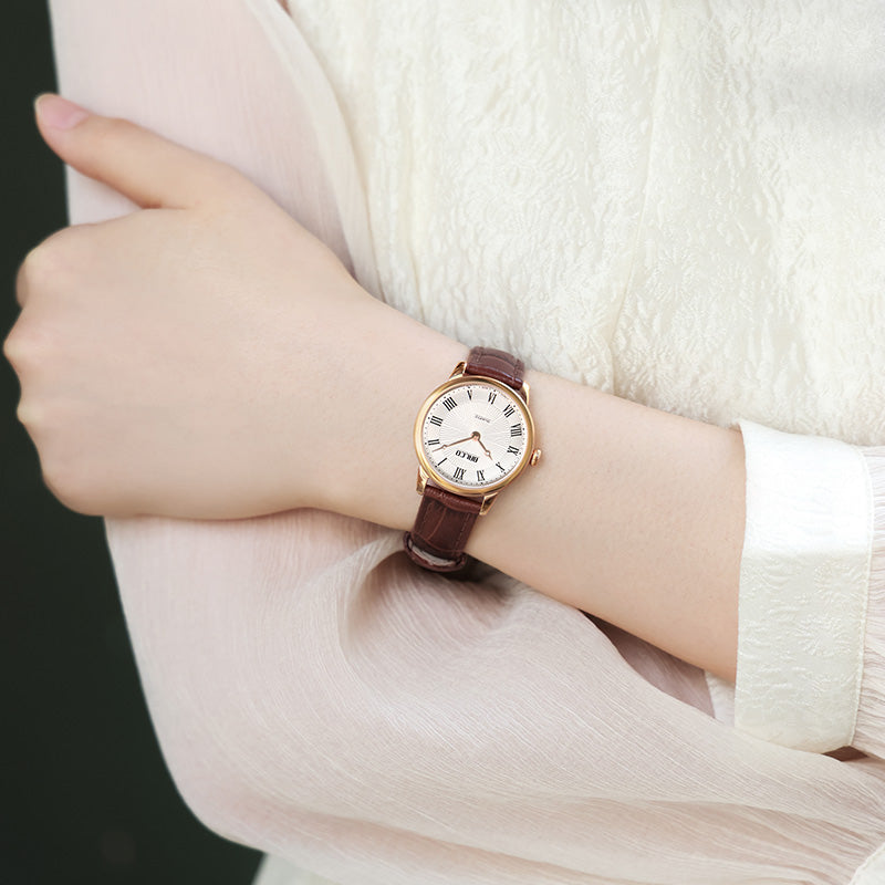 BALCO Women Leather Watch-Brown Strap,Vintage Style for Daily Wear
