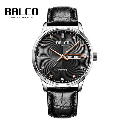 BALCO Men Quartz Wristwatches-Sapphire Glass, Zircon Dial,Simple Style for Fomal Wear