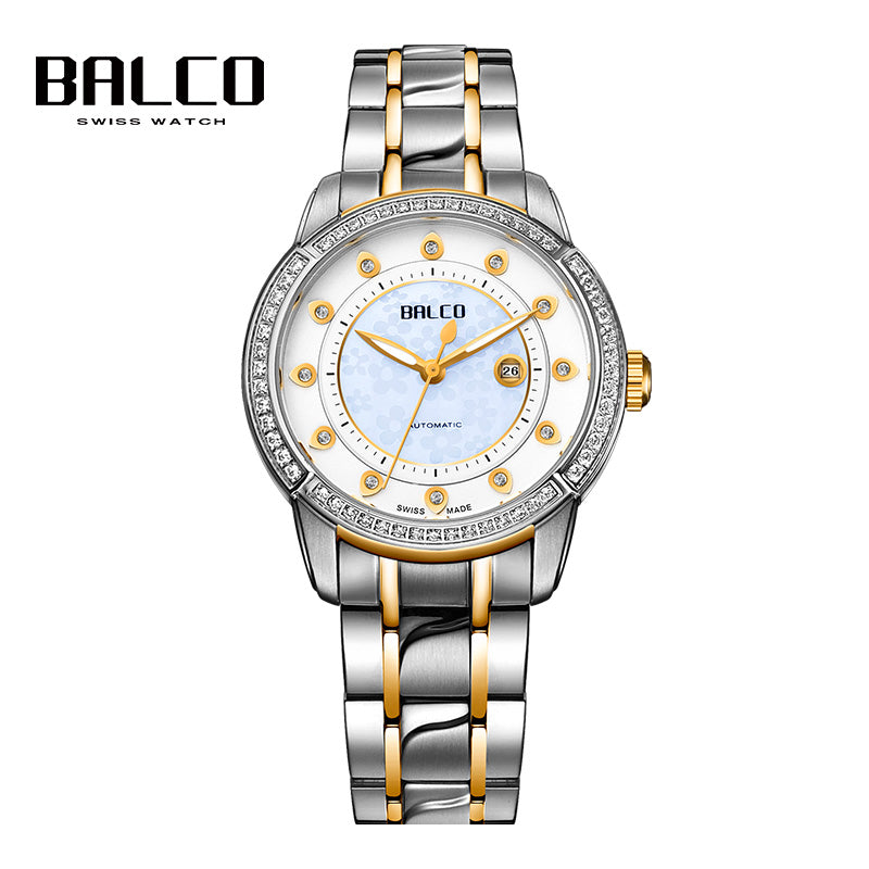 BALCO Women Mechanical Watches-Synthetic Sapphire Glass,Zircon Dial Modern Watch for Work