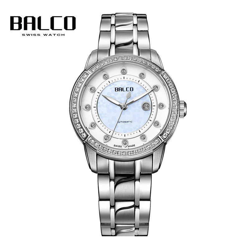 BALCO Women Mechanical Watches-Synthetic Sapphire Glass,Zircon Dial Modern Watch for Work