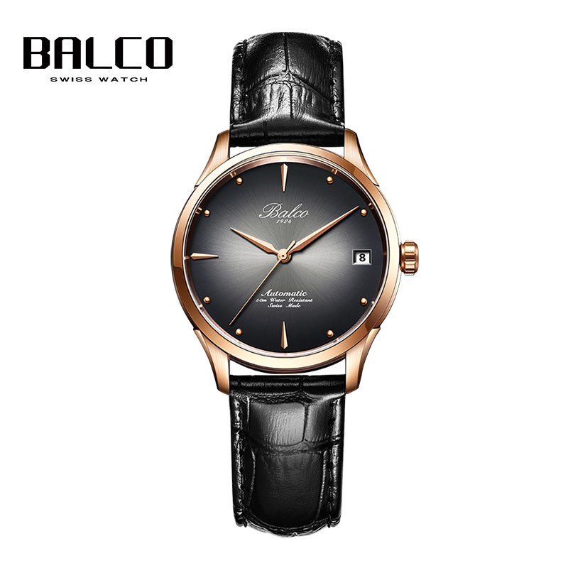 BALCO Women's Mechanical Watches Simple Leather Wristwatches