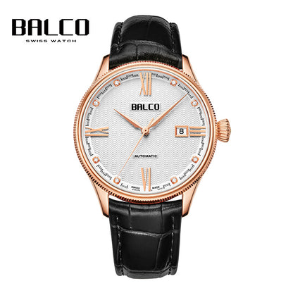 BALCO Men's Automatic Watch- Leather Strap,Business Style for Formal Wear