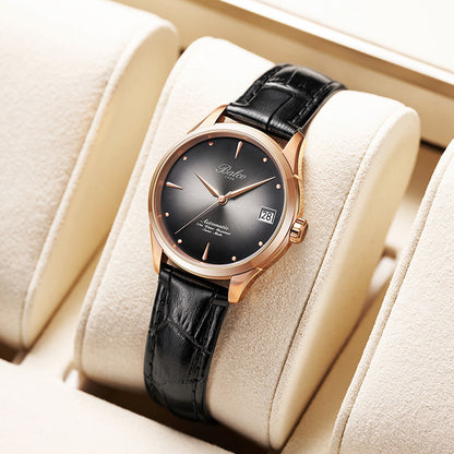 BALCO Women's Mechanical Watches Simple Leather Wristwatches