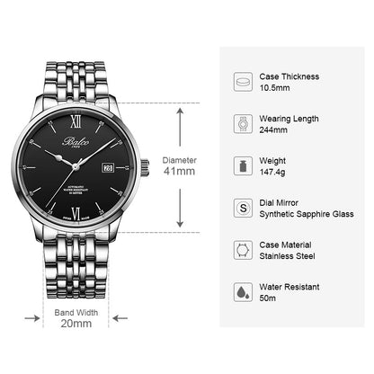 BALCO Men Mechanical Watches Automatic Swiss Steel Watch