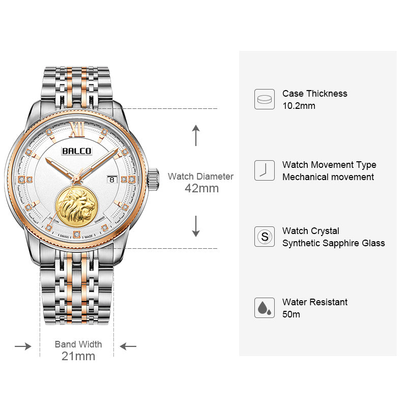 BALCO Automatic Watches For Men-Gold,Sapphire Glass,Luxury Gifts for Birthday