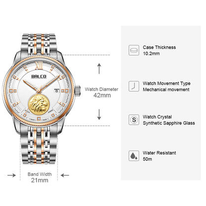 BALCO Automatic Watches For Men-Gold,Sapphire Glass,Luxury Gifts for Birthday