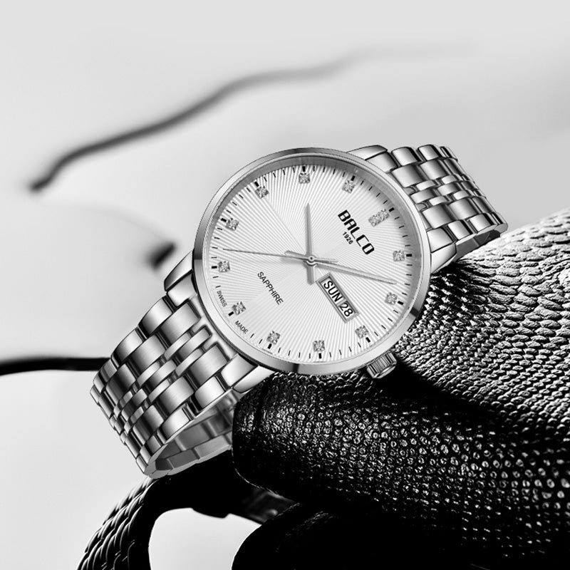 BALCO Men Quartz Wristwatches-Sapphire Glass, Zircon Dial,Simple Style for Fomal Wear