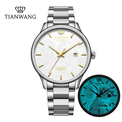 TIAN WANG Men Luminous Watches 18K Gold Logo Chinese Zodiac Mechanical Wristwatches GS51524