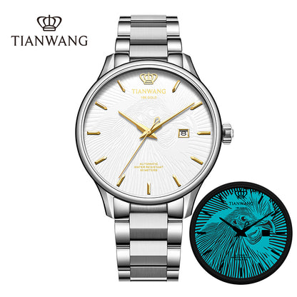 TIAN WANG Men Luminous Watches 18K Gold Logo Chinese Zodiac Mechanical Wristwatches GS51524