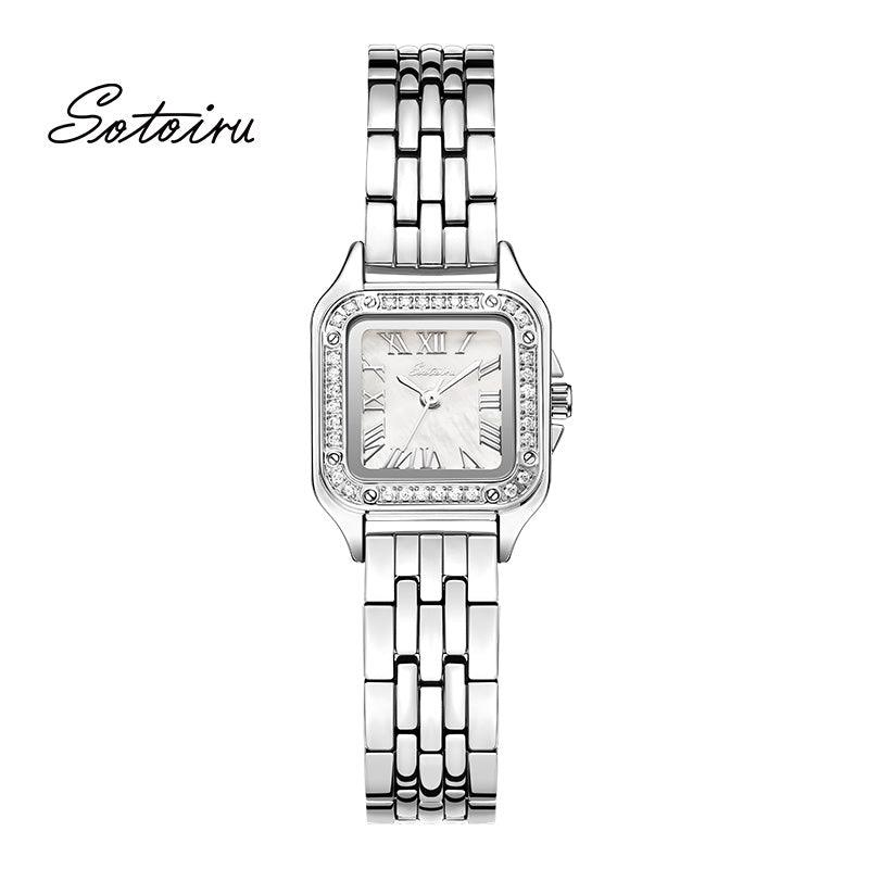 Sotoiru Quartz Watch Fashion Square Ziron Dial Watch for Formal Wear T3020