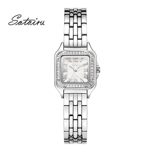 Sotoiru Quartz Watch Fashion Square Ziron Dial Watch for Formal Wear T3020