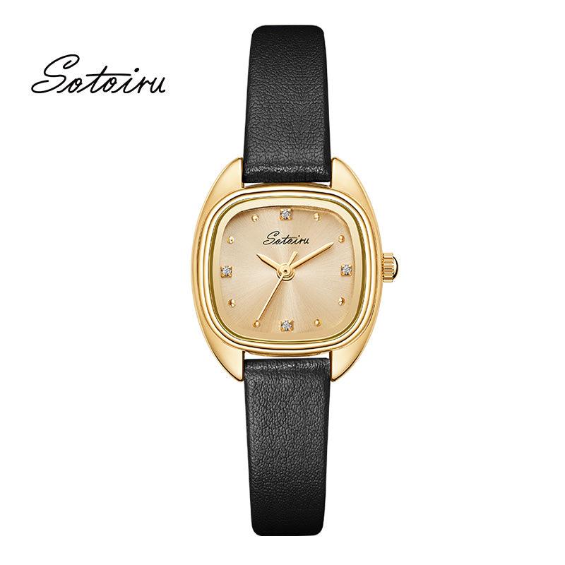 Sotoiru Women Watches Square Leather Fashion Accessories for Daily Wear T3025