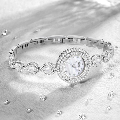 Sotoiru Dewdrop Shaped Jewelry Watches with Mother of Pearl Dial for Women Party T2026