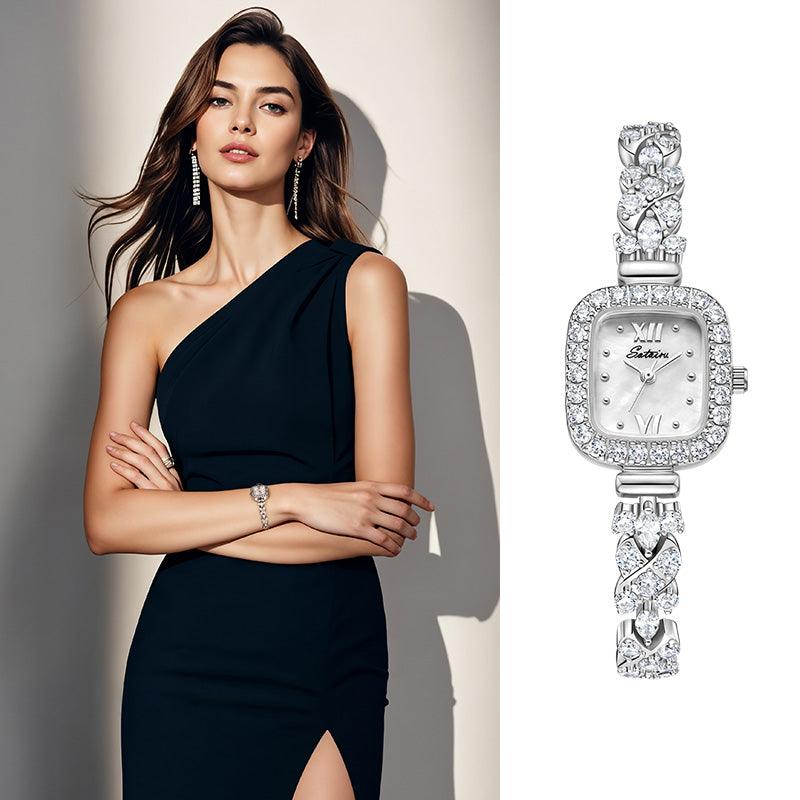 SOTOIRU Square Watches with Full Zircon Party Accessories T2004