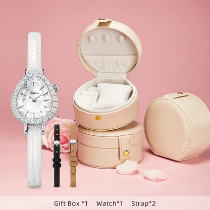 Stylish Women's Watch Gift Box with 3 Interchangeable Straps.