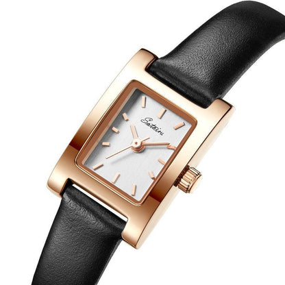 Sotoiru Leather Wristwatch Square Waterproof Quartz Watch for Work T3016P