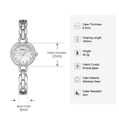 Sotoiru Women's Watches Round Minimal Silver Bracelet Wristwatch T3027W