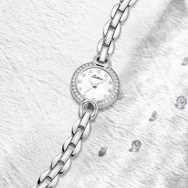 Sotoiru Women's Watches Round Minimal Silver Bracelet Wristwatch T3027W