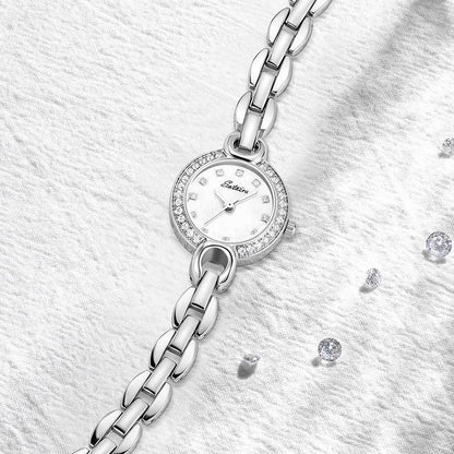 Sotoiru Women's Watches Round Minimal Silver Bracelet Wristwatch T3027W