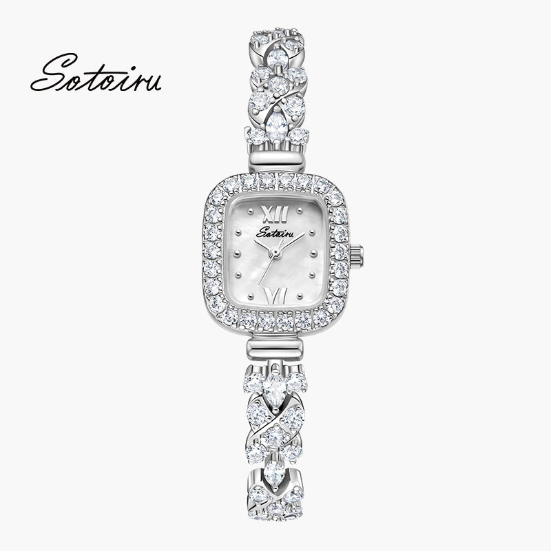 SOTOIRU Square Watches with Full Zircon Party Accessories T2004