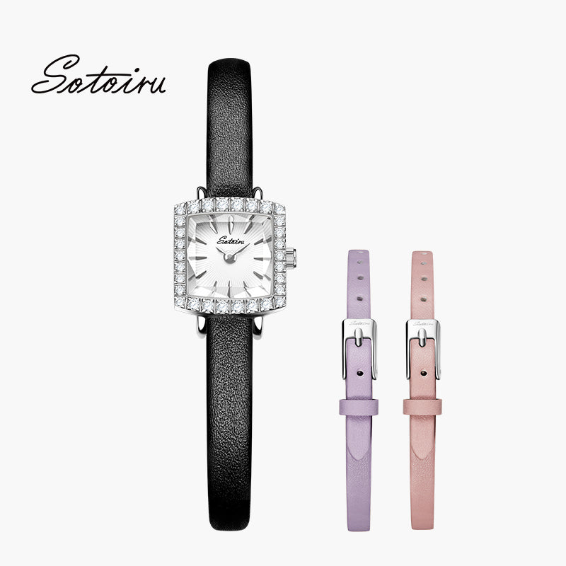 Sotoiru Square Watch (Zircon) - Interchangeable Strap