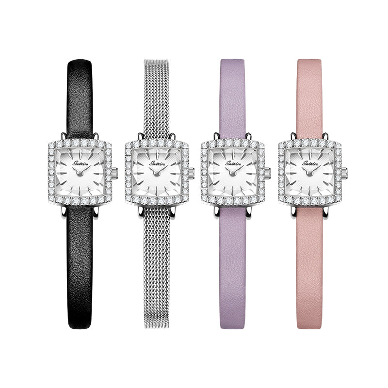 Sotoiru Square Women's Watch – Zircon Case with DIY Interchangeable Strap T2022W