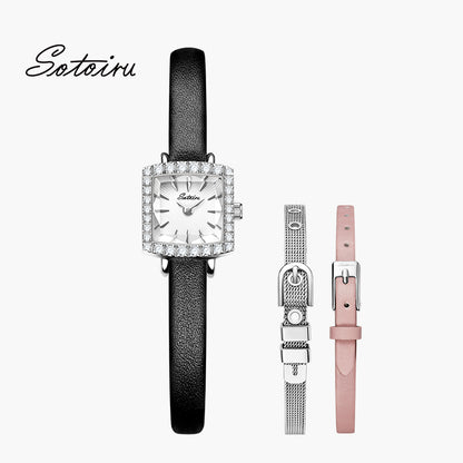 Sotoiru Square Watch (Zircon) - Interchangeable Strap