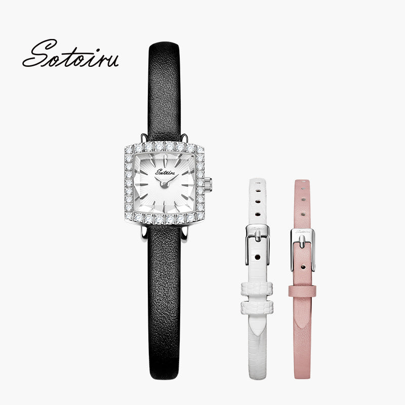 Sotoiru Square Watch (Zircon) - Interchangeable Strap