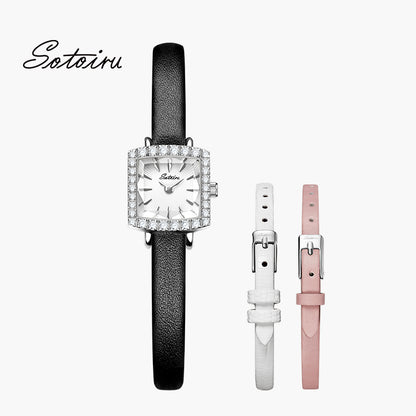 Sotoiru Square Watch (Zircon) - Interchangeable Strap